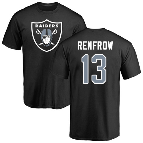 Men Oakland Raiders Black Hunter Renfrow Name and Number Logo NFL Football #13 T Shirt